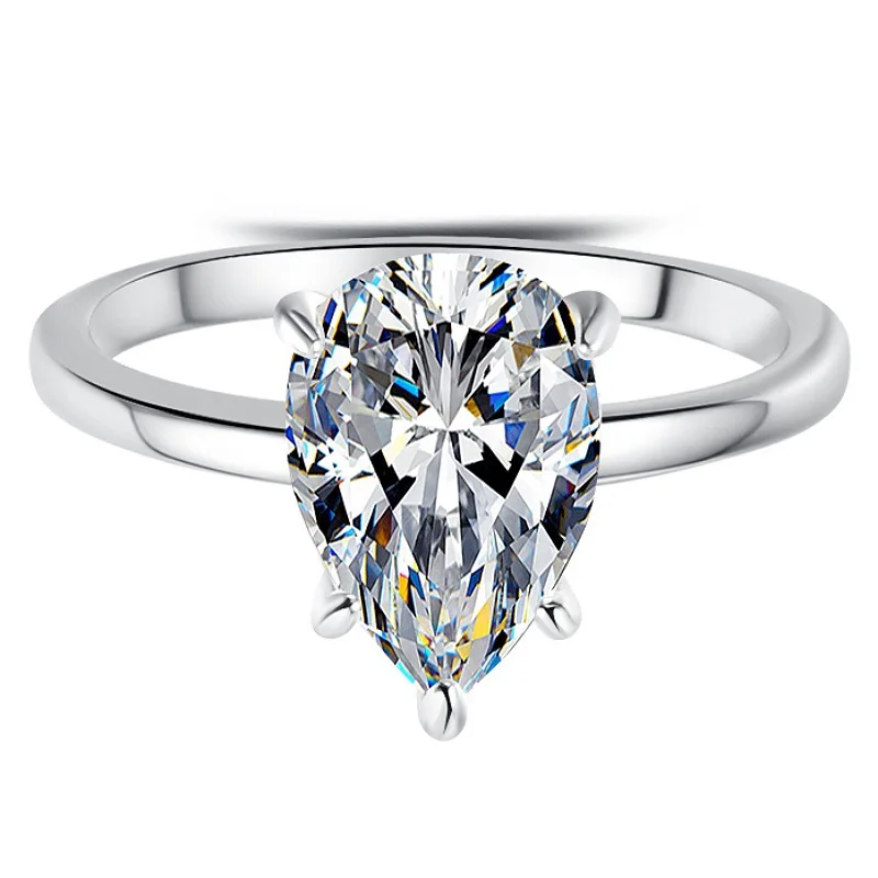 

S925 sterling silver ring water droplet 1 2 carat D Color VVS1 moissanite plated 18k gold ring women's jewelry necklace gift