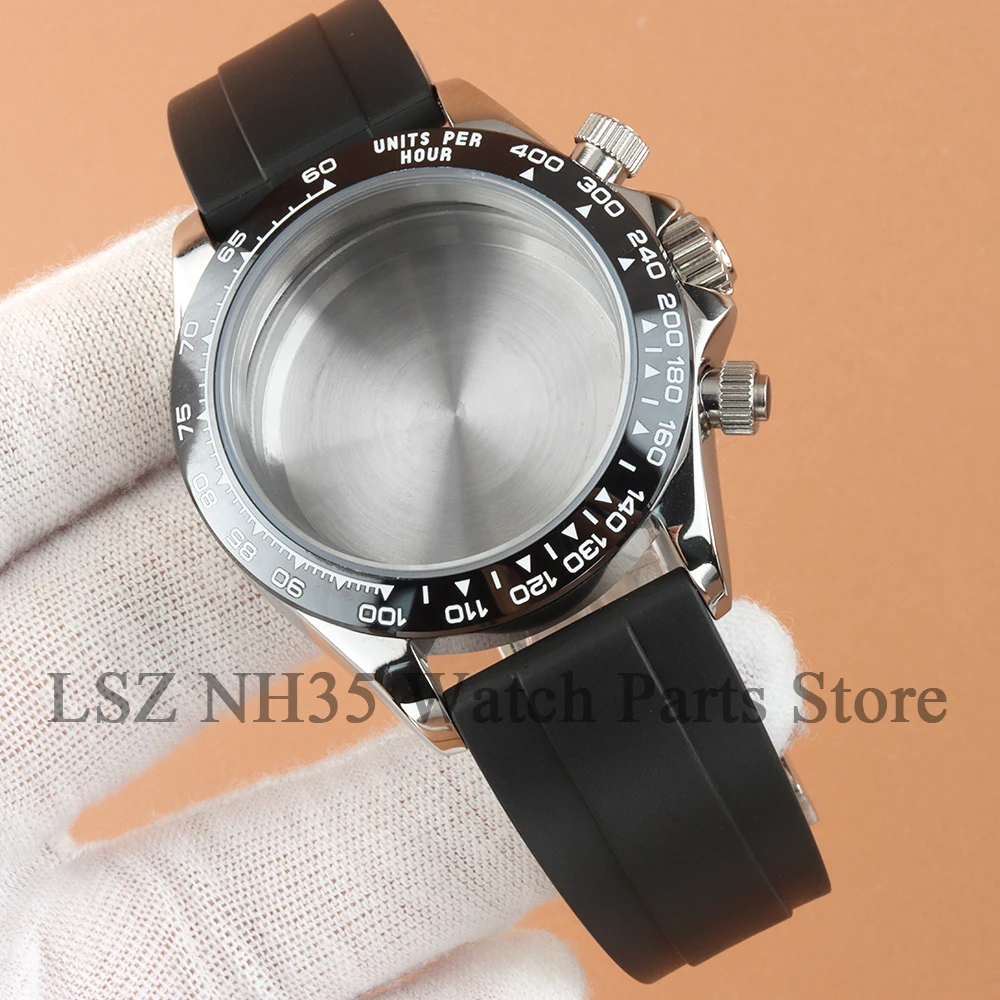 Fit VK63 Chronograph 40mm Watch Case High-quality Solid Steel Rubber Strap For Daytona VK63 VK64 Movement 29mm Dial Waterproof
