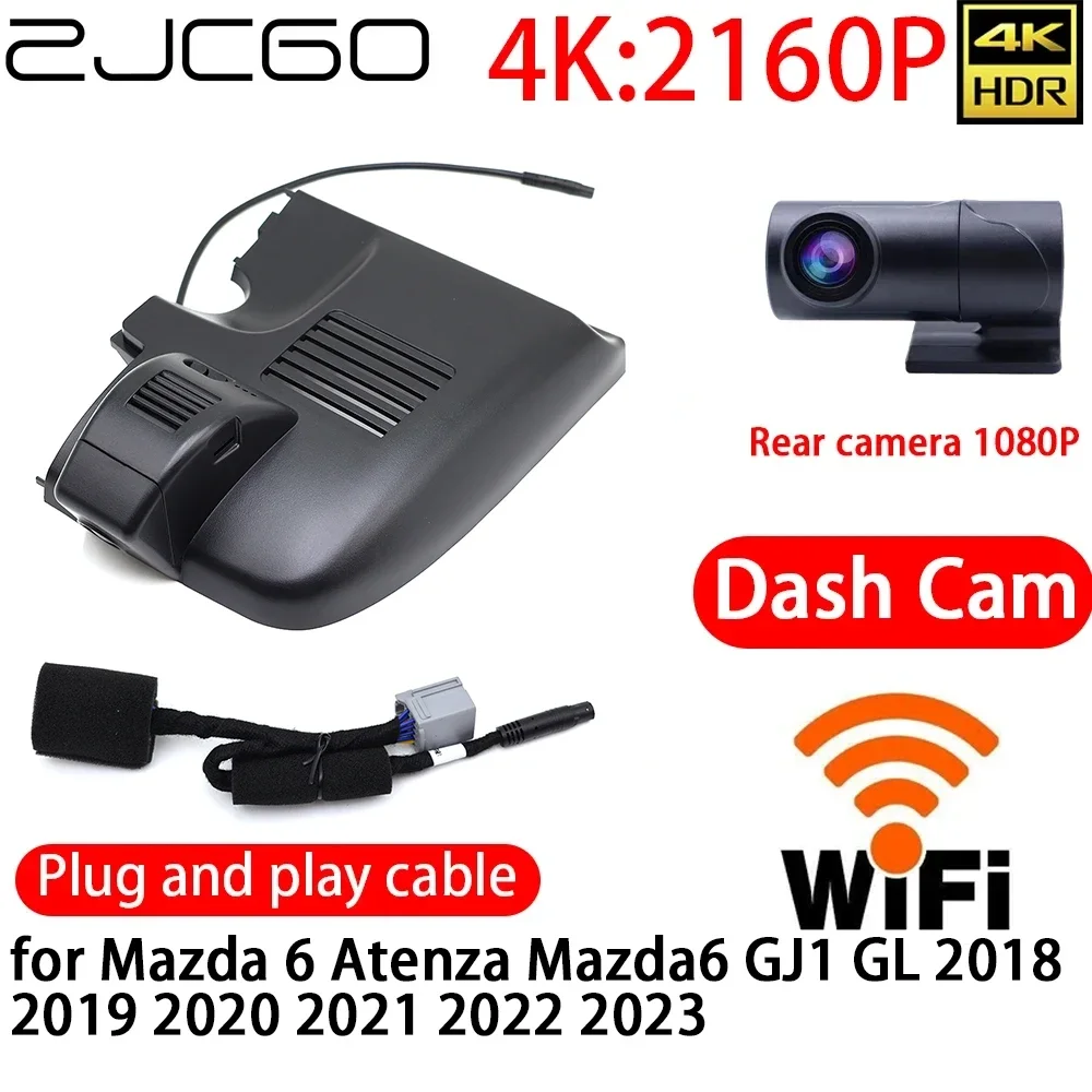 

ZJCGO 4K DVR Dash Cam Wifi Front Rear Camera 24h Monitor For Mazda 6 Atenza Mazda6 GJ1 GL 2018 2019 2020 2021 2022 2023