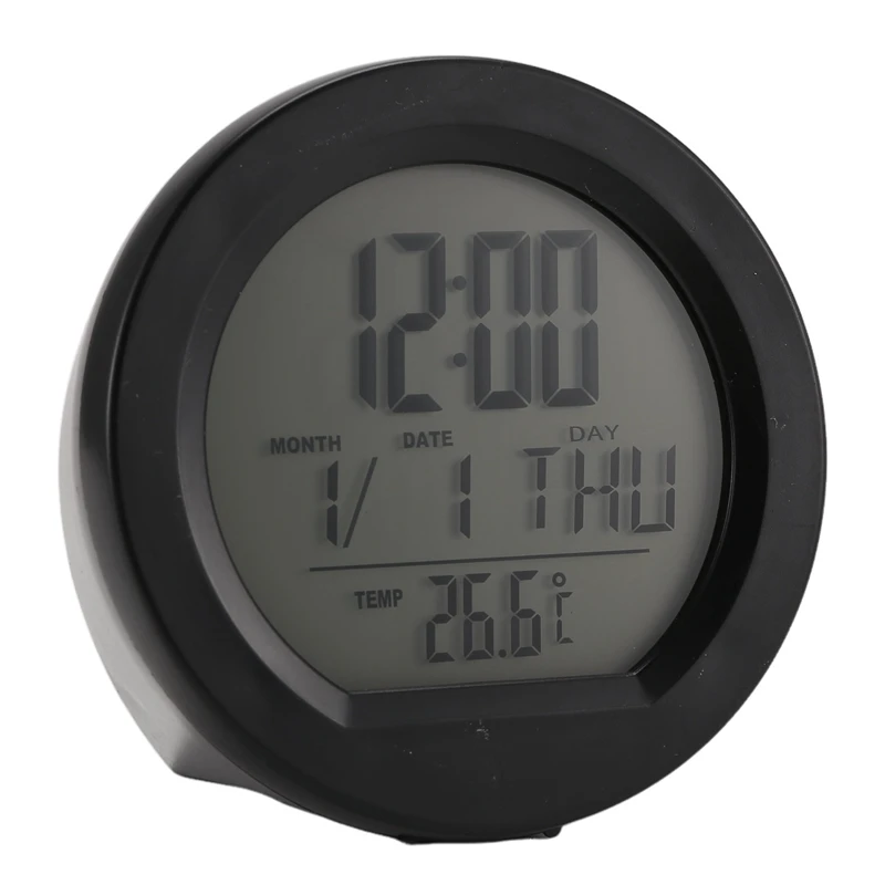 

Car Solar Clock Thermometer With Backlight LCD Digital Display Car Interior Accessories