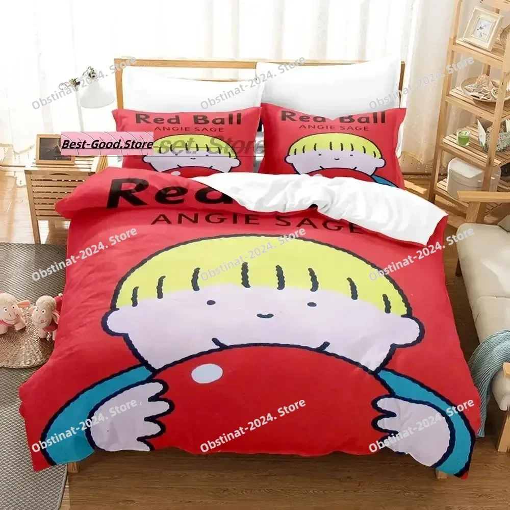 Juego de cama de bola roja, juego de cama individual, doble, tamaño Queen y King, juegos de funda nórdica para dormitorio de niños y adultos, estampado 3D de Anime Kawaii 2022