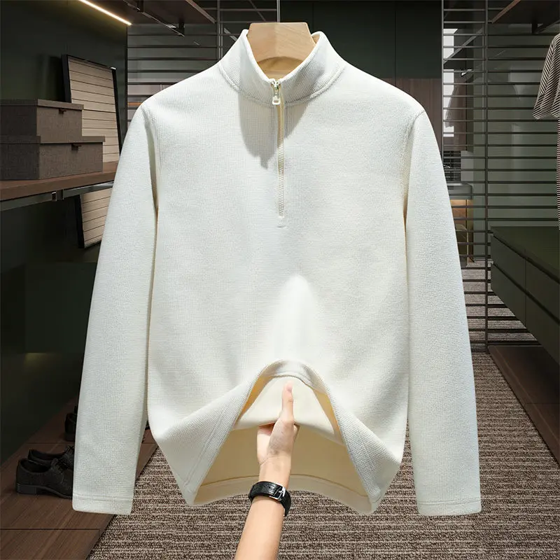 

Высококачественная мужская толстовка на флисовой подкладке с молнией, повседневная, модная, универсальная, осенне-зимняя, из полиэстера и спандекса