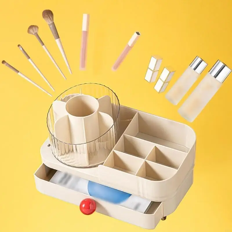 Elegant Sturdy Plastic Makeup Organizers with 360 Rotation Features Accessory for Convenient Access to Cosmetics
