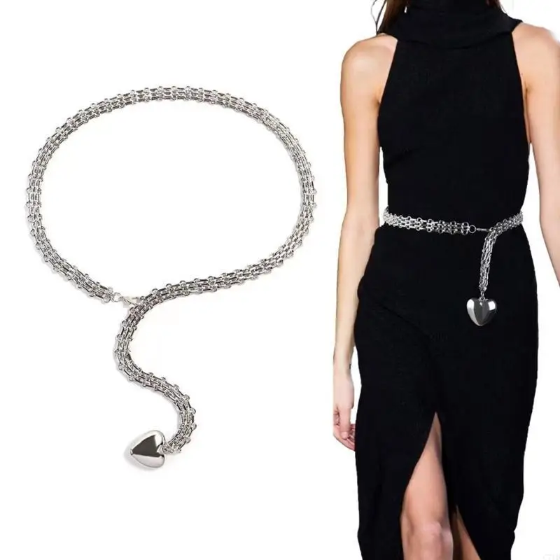  Fashionable Adjustable Chain with Eye Catching Designs Heart Pendant Portable for Stage Performers and Party Lovers