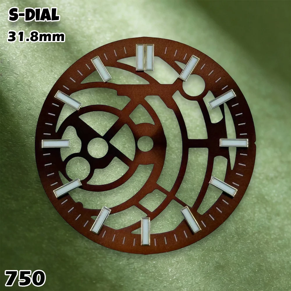 NH 31.8mm S Logo NH70 Hollowed Out Dial Green Luminous Dial suitable for NH70 Movement Exquisite Watch Modification Accessories view 6