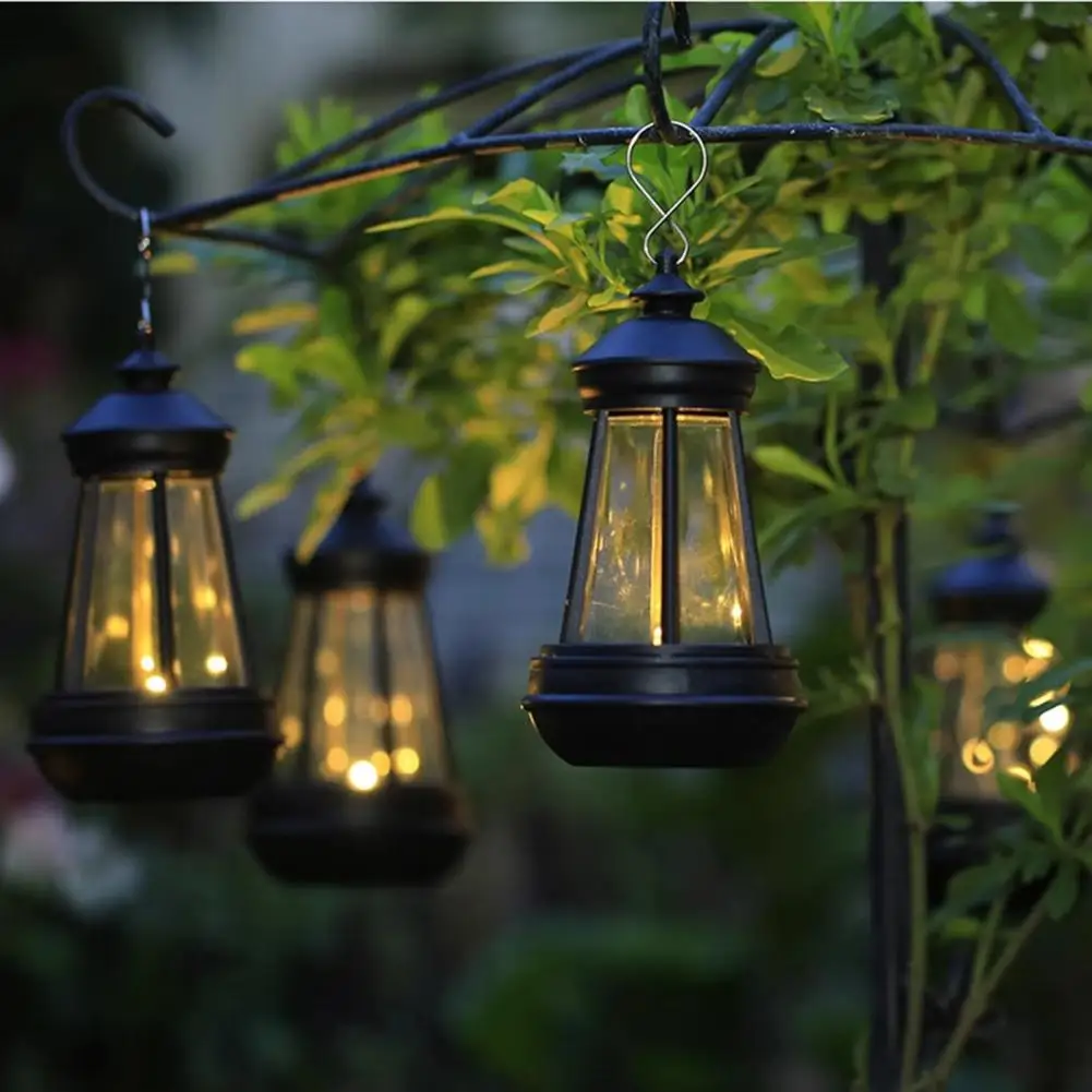 Luz Solar de jardín resistente a la intemperie, linterna Solar para exteriores, luz colgante con energía Led impermeable en forma de vela para jardín