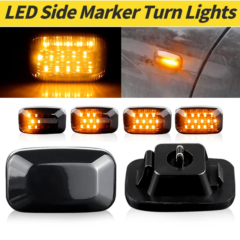 

2Pcs For Toyota LandCruiser Land cruiser 70 80 100 Series LED Side Marker Lights Dynamic Turn Signal Indicator Blinker Lamps 12V