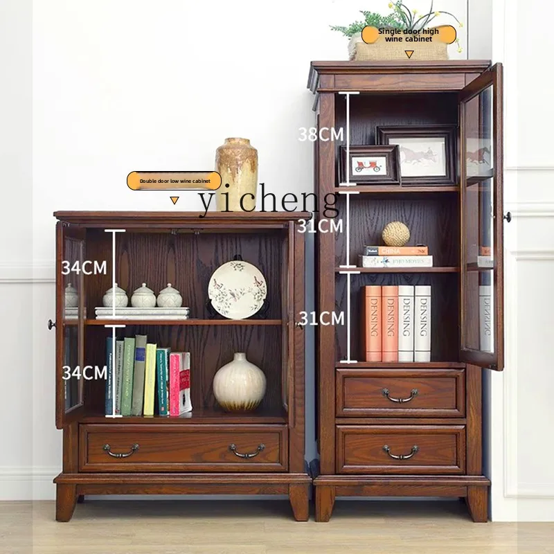 

LX all solid wood wine cabinet glass wine cabinet display TV side