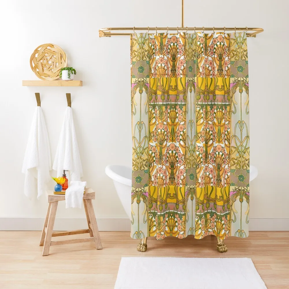 

Art Nouveau ALPHONSE MUCHA Floral Pattern Shower Curtain Anime Shower Set For Bathroom Curtain