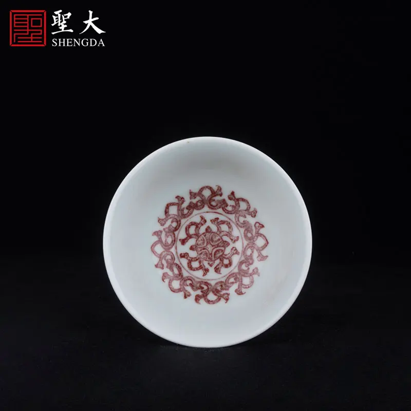 

|Guihong kiln underglaze red roll grass pattern master cup Jingdezhen pure hand-painted porcelain Kung Fu tea cup tea cup