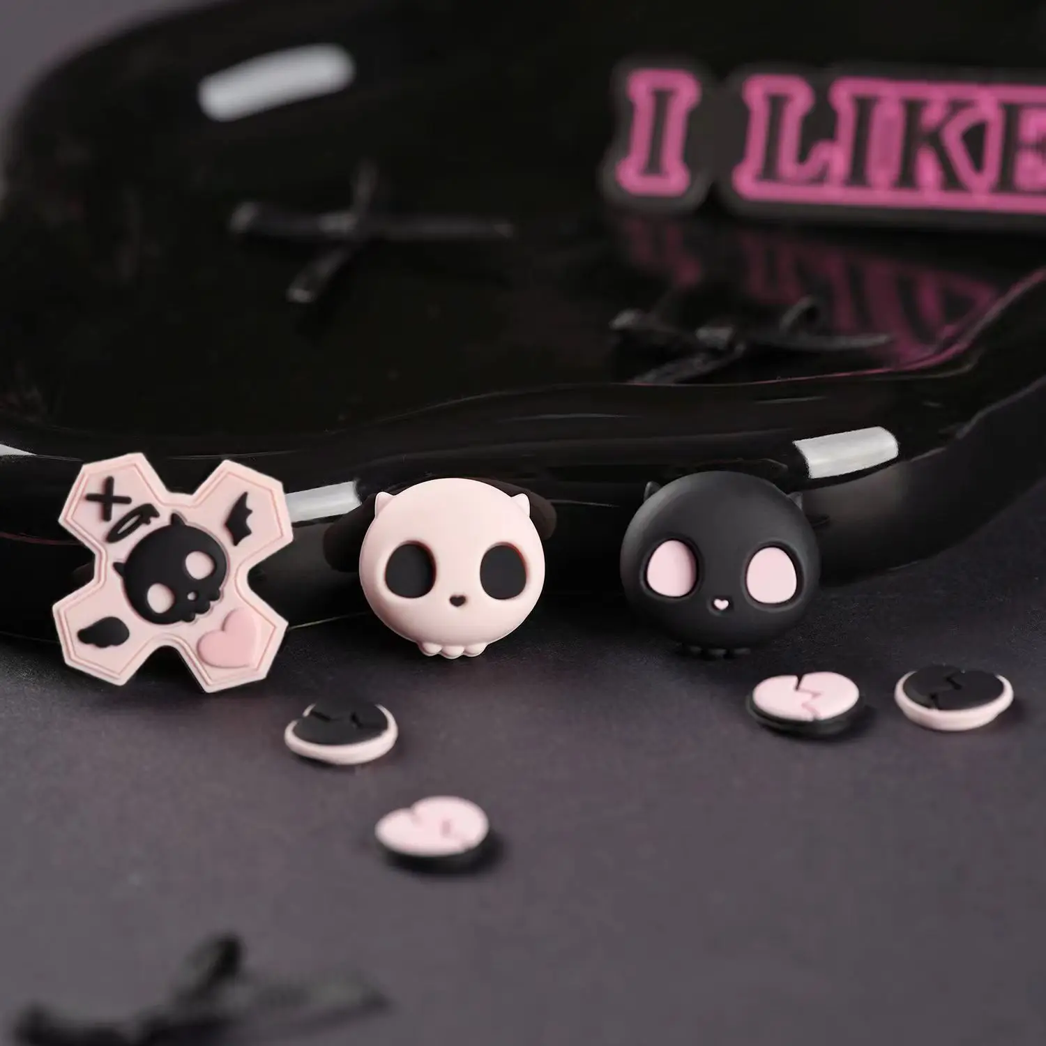 Funda de silicona suave con forma de calavera para interruptor, pegatina con forma de D, botón cruzado, botón ABXY, Oled, NS, Joy-con, Thumb Stick, tapa de agarre