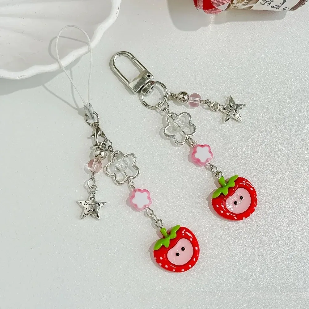 Christmas Phone Strap Red Apple Keychain Cute Gift for Women Girls Phone Accessories Bag Charm