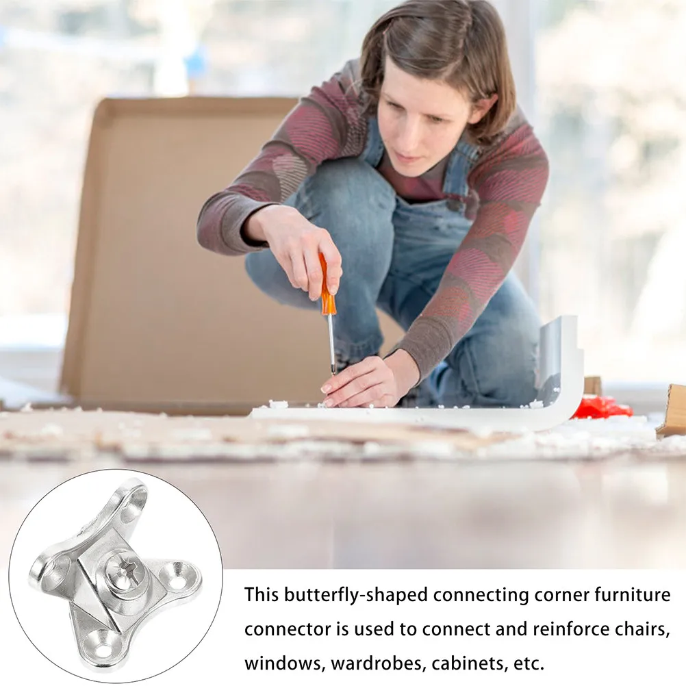 10Pcs Heavy-Duty Zinc Alloy Corner Brackets for Furniture Reinforcement Cabinet Shelf Table Wardrobe Stability Fixing Detachable