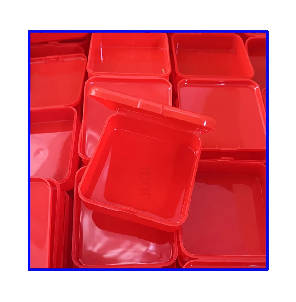 2024 new square red mini plastic accessory box, fishing gear small box, tool kit box, storage box, jewelry box  6.5*6.5*2CM