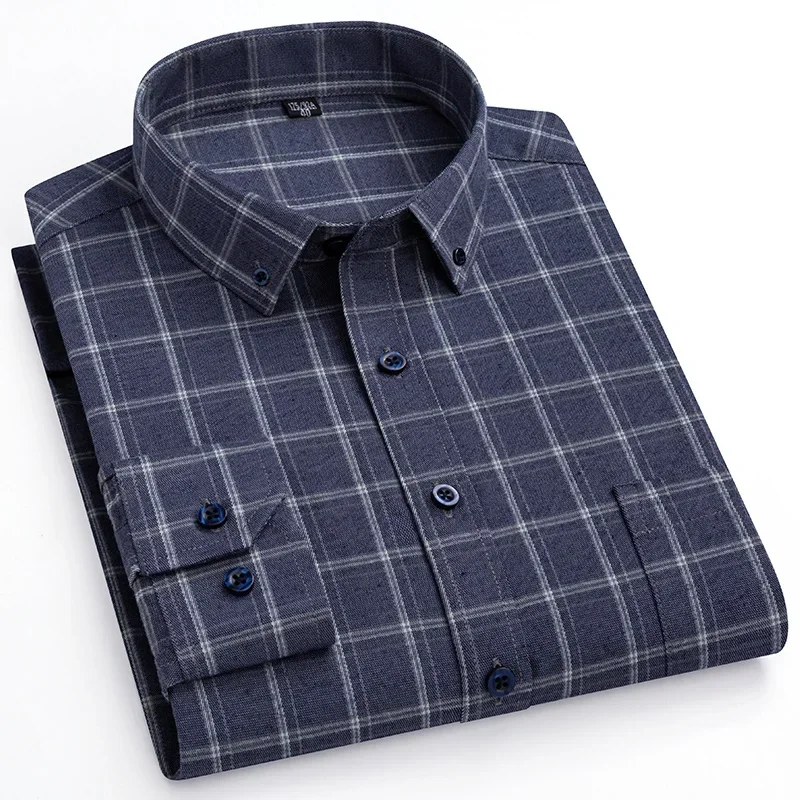 

New in shirt big size 7XL Full shirts for men 100%cotton plaid tops slim fit formal shirt plus size Casual pocket office clothes