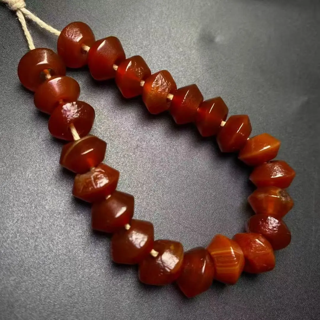 

Old agate Red and Yellow octagonal bead necklace & Bracelet Beads high quality