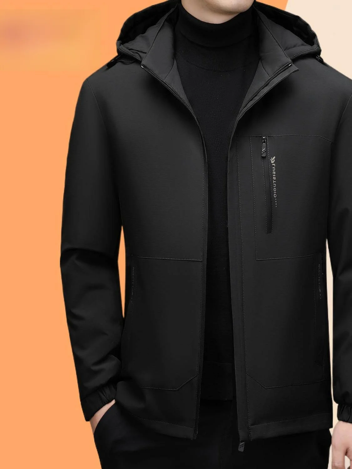 

Thiened Cotton Jaet for Men Winter Faion Casual Sle Youth Gentleman Outerwear Polyester Fiber Regular Length