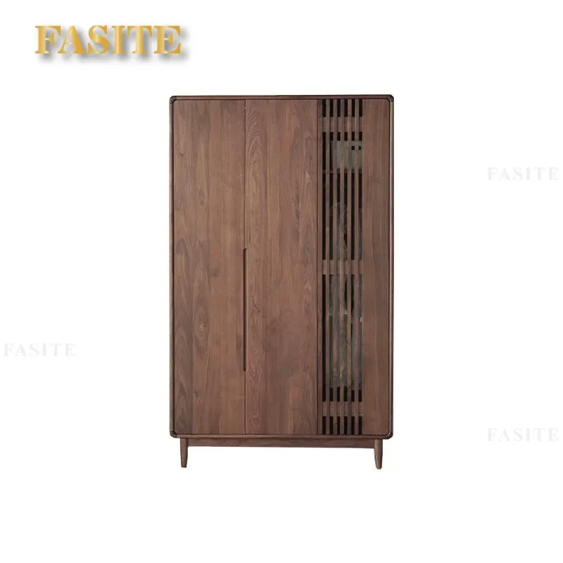 New Chinese Style North American Black Walnut Wardrobe Song Aesthetic Zen Storage Cabinet