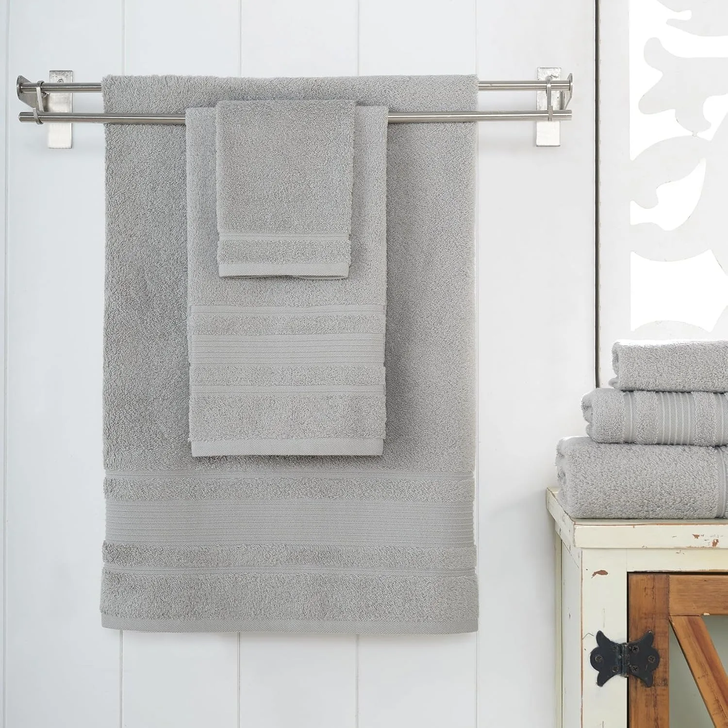 Custom Monogrammed Grey Towel Set - 3 Piece, Soft & Absorbent 100% Cotton - Perfect for Gifts, Home