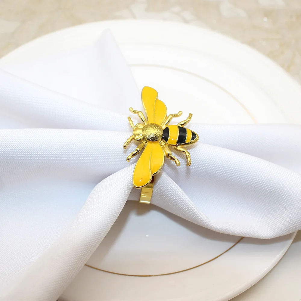 

4pcs Bumblebee Napkin Buckle Adorable Bee Napkin Rings Yellow Honeybee Design For Holiday Parties Easter Summer Thanksgiving