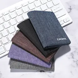 Bifold Women Men Short Wallet Portable Canvas Zippered Coin Purse Multi-purpose Multi-Pocket Business Card Holder