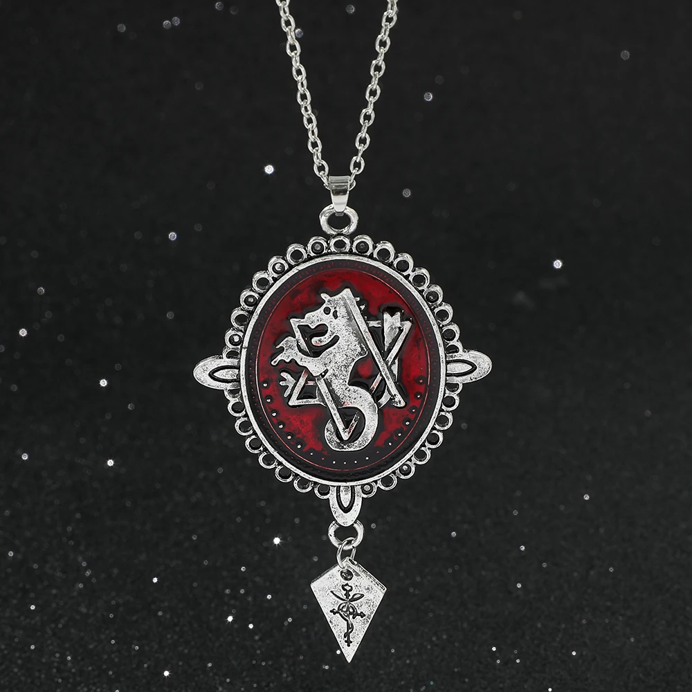 Vintage Fullmetal Alchemist Edward Elric Necklace High Quality Classic Red Zinc Alloy Pendant Women And Men Statement Jewelry