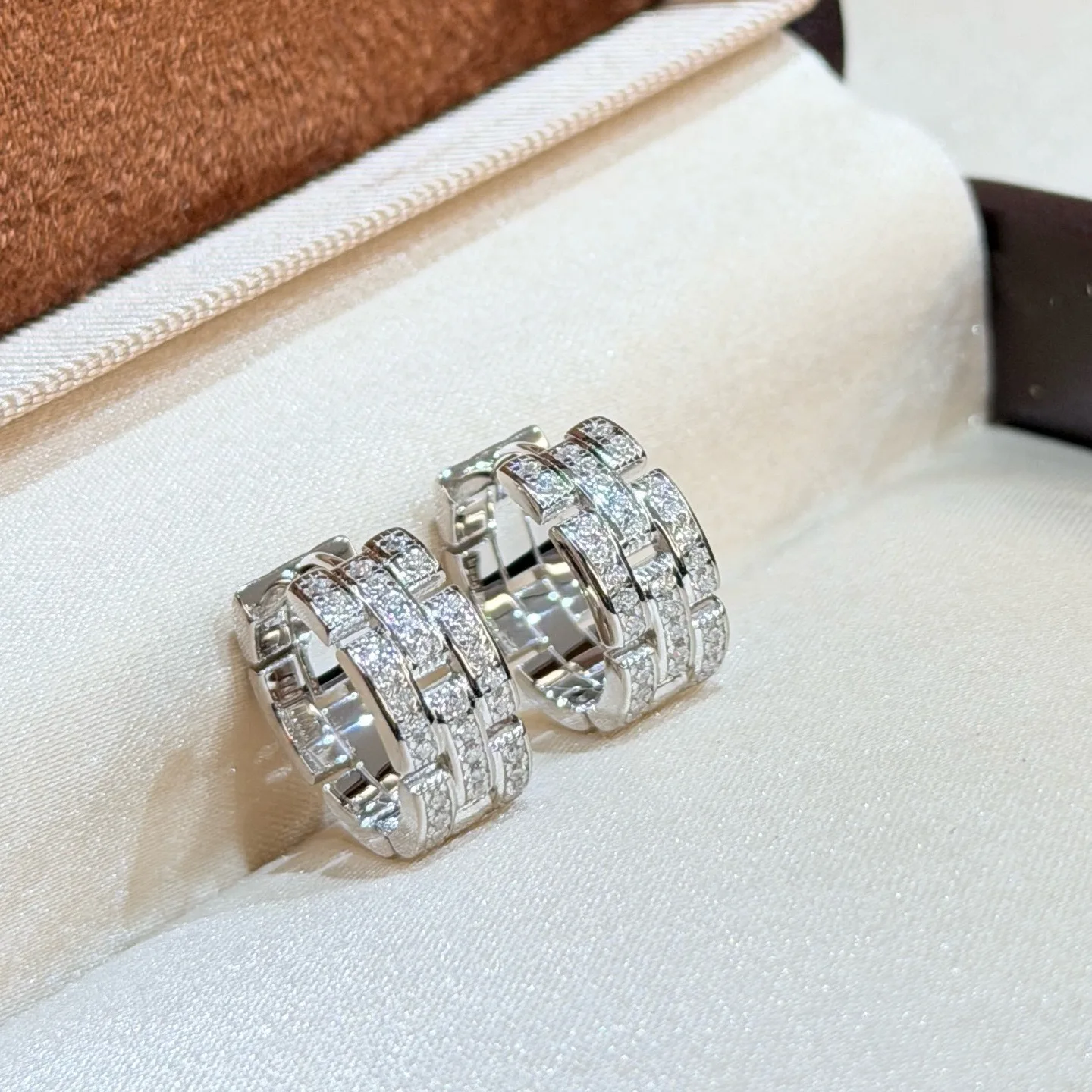 100% 925 Sterling Silver Full Pave AAA Zirconia Chain Style Earrings For Women Fine Jewelry