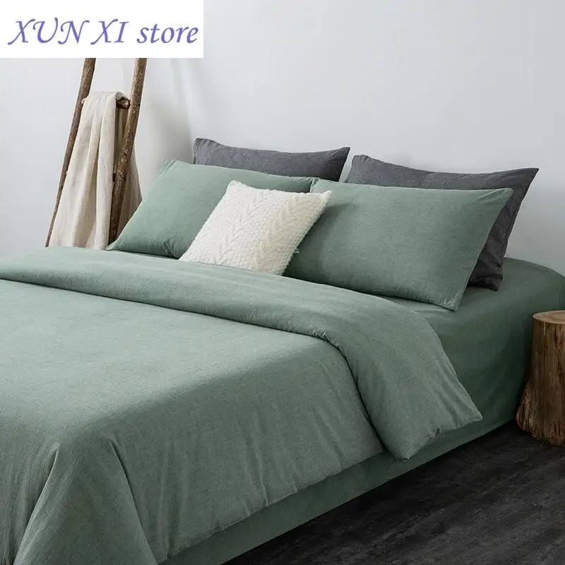 New Cotton washed quilt cover single solid color quilt cover simple student single double bed linen