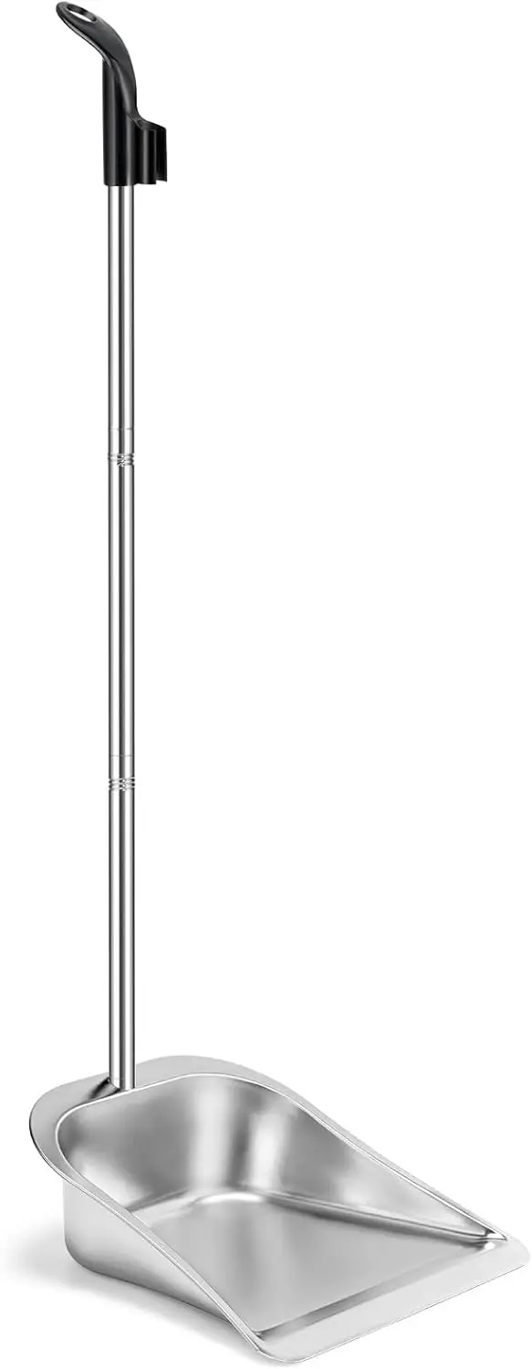 

35" Heavy Duty Metal Stand Up Dustpan with Long Handle for Home, Garage, Yard - Easy Sweeping, No Bending