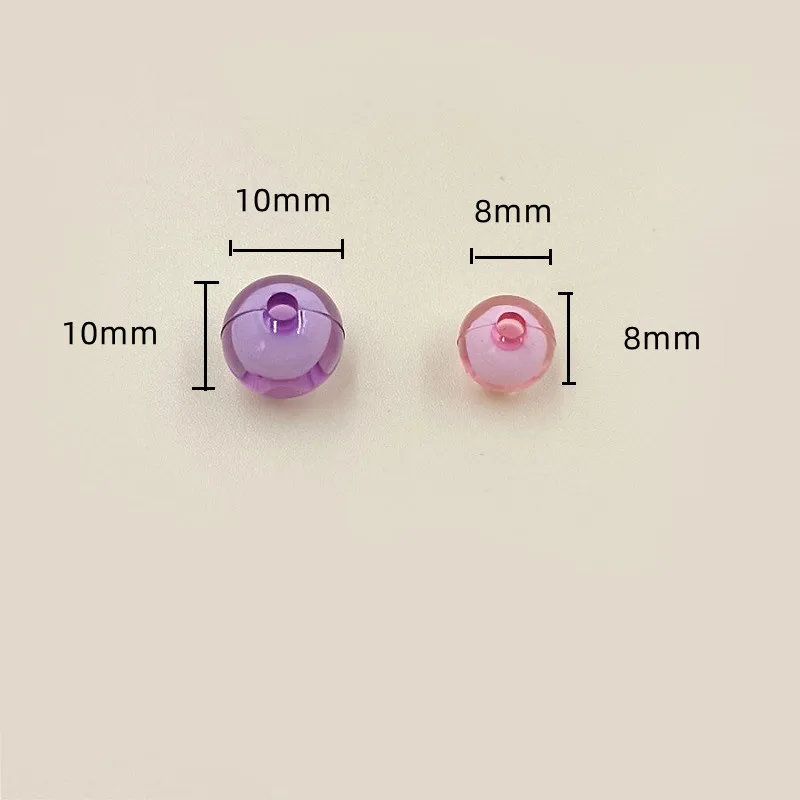 40/20Pcs 8mm/10mm Transparent Acrylic Round Beads Double Layer Color Making Necklace Bracelet DIY Jewelry Material Wholesale