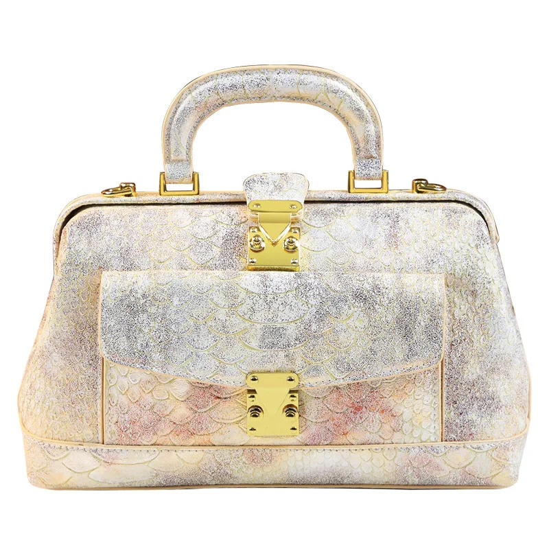 2023 New Gold Box Serpentine Fashion Women\'s Bag Lady Genuine Leather Small Handbags Shoulder Messenger Bag Party Evening Bags