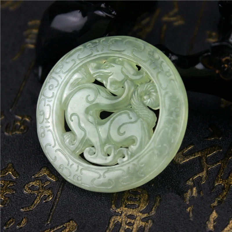 Wholesale Natural Jade Xiuyan Jade Ancient Dragon Imitation Hollow Jade Pendant Hanfu Waist Pendant Ornament Dragon Pendant