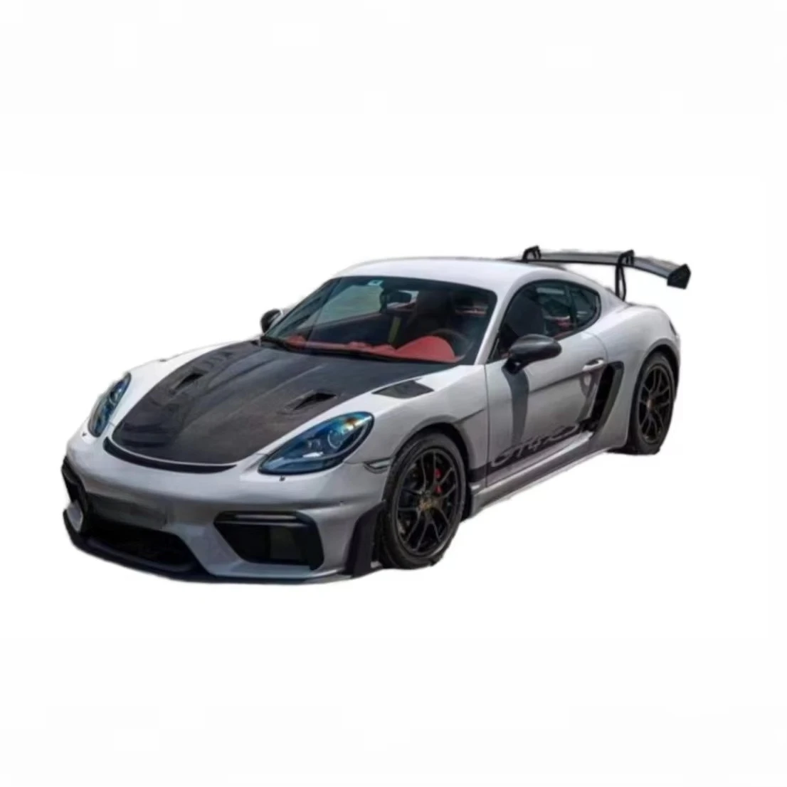 

STLF Front Bumper Lip Rear Spoiler Exhaust Tips Engine Cover Bodykit PP Material for 718 Cayman Upgrade to GT4RS Body Kit