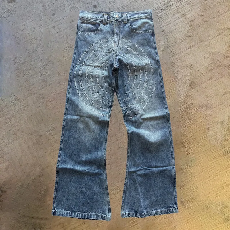 

Джинсы Y2K 2000-х годов с узором и буквами, американская уличная одежда, гот, хип-хоп, Харадзюку, хип-хоп, мужские и женские модные повседневные широкие джинсы