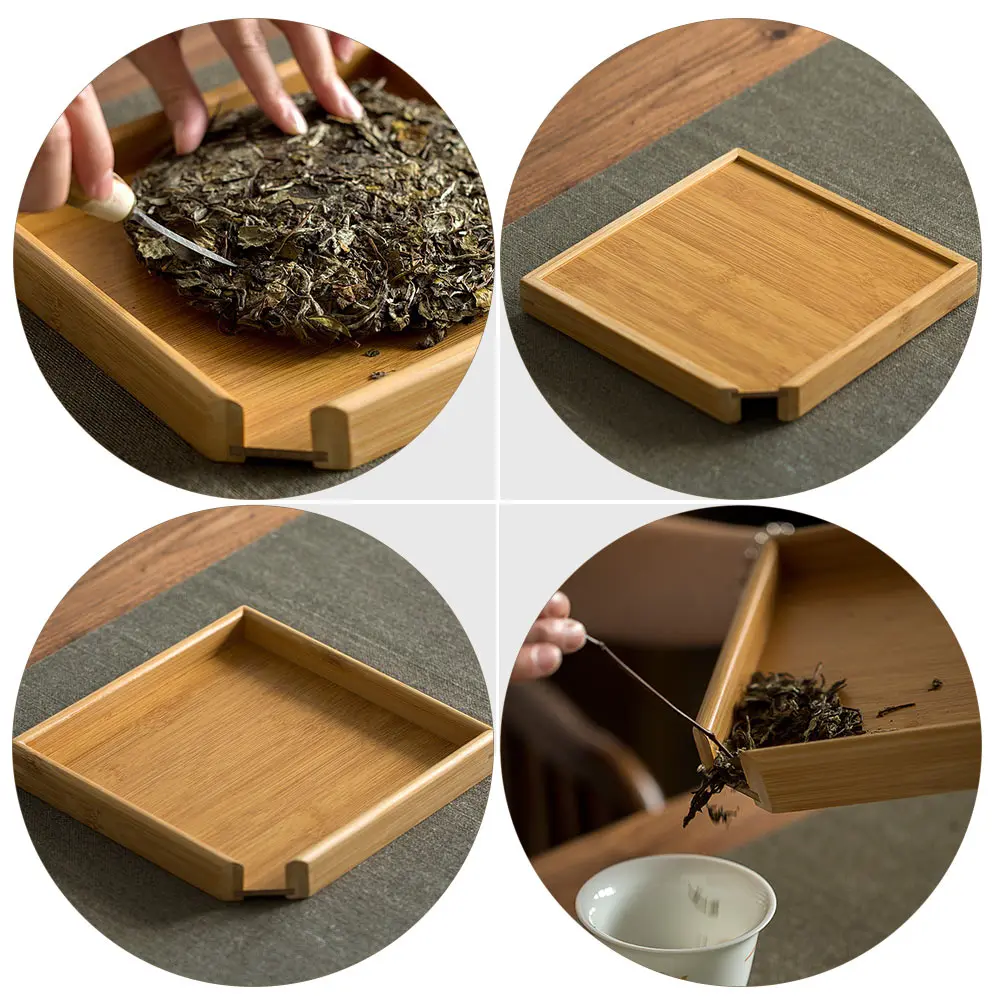 

Bamboo Tea Tray Vintage Decorative Teakettle Teacup Holder Household Tea-Leaf Tray Compact Lightweight Material Home
