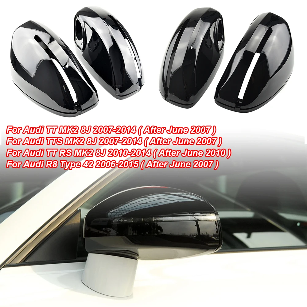 

Replace Bright black Car Rear View Rearview Mirror Cap Side Wing Cover Car Styling For Audi TT TTS MK2 8J TTRS R8 2007-2014