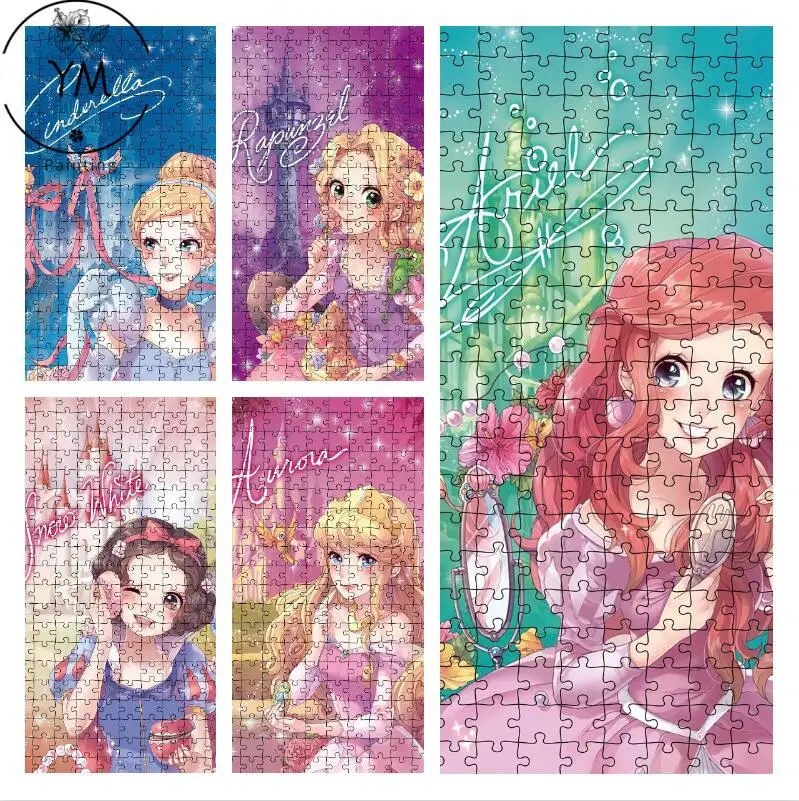 Disney Princess Puzzle Snow White Cinderella Aurora 1000 Piece Paper Puzzle Girls Birthday Gift Educational Toys Collection