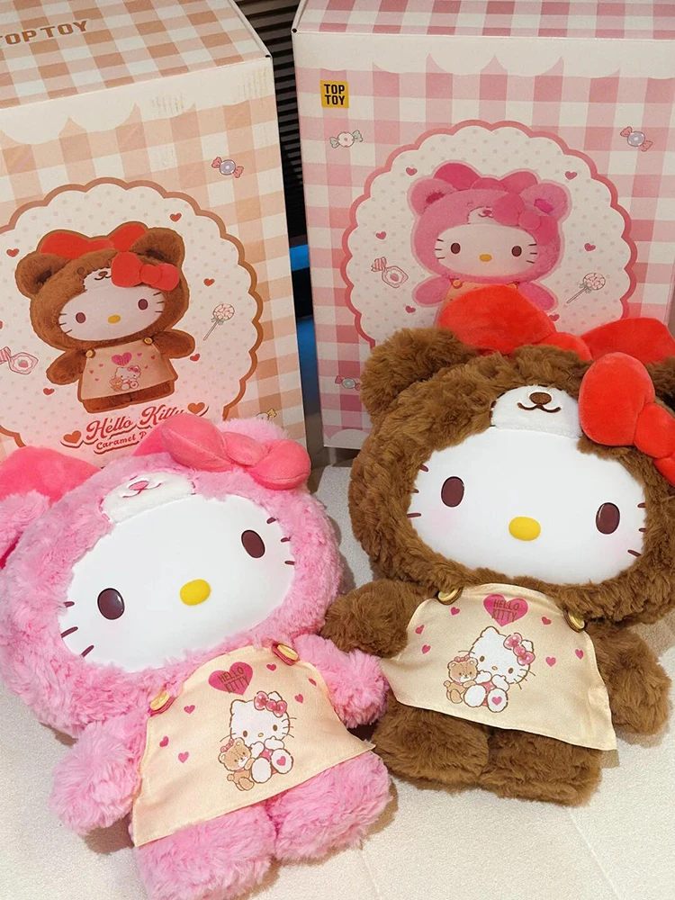 

Мягкая игрушка-кукла Hello Kitty Bear Hood Doll 38 см, розово-коричневая, в пижаме, большая, для декора дома, идеальный подарок