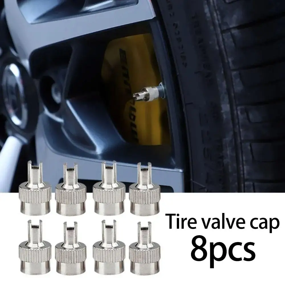 

8pcs Universal Slotted Head Valve Stem Caps Durable Steel Copper Tyre Air Covers for Car Motorcycle