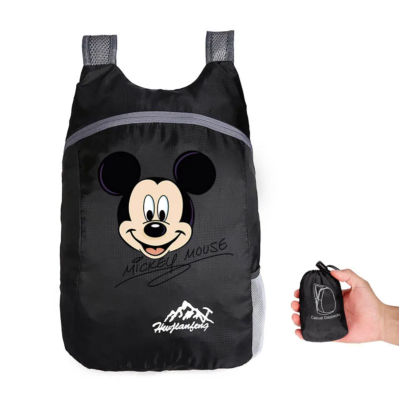 Disney Mickey Mouse tas Hiking, tas ransel portabel anti air dapat dilipat ultra ringan untuk perjalanan Wanita Pria