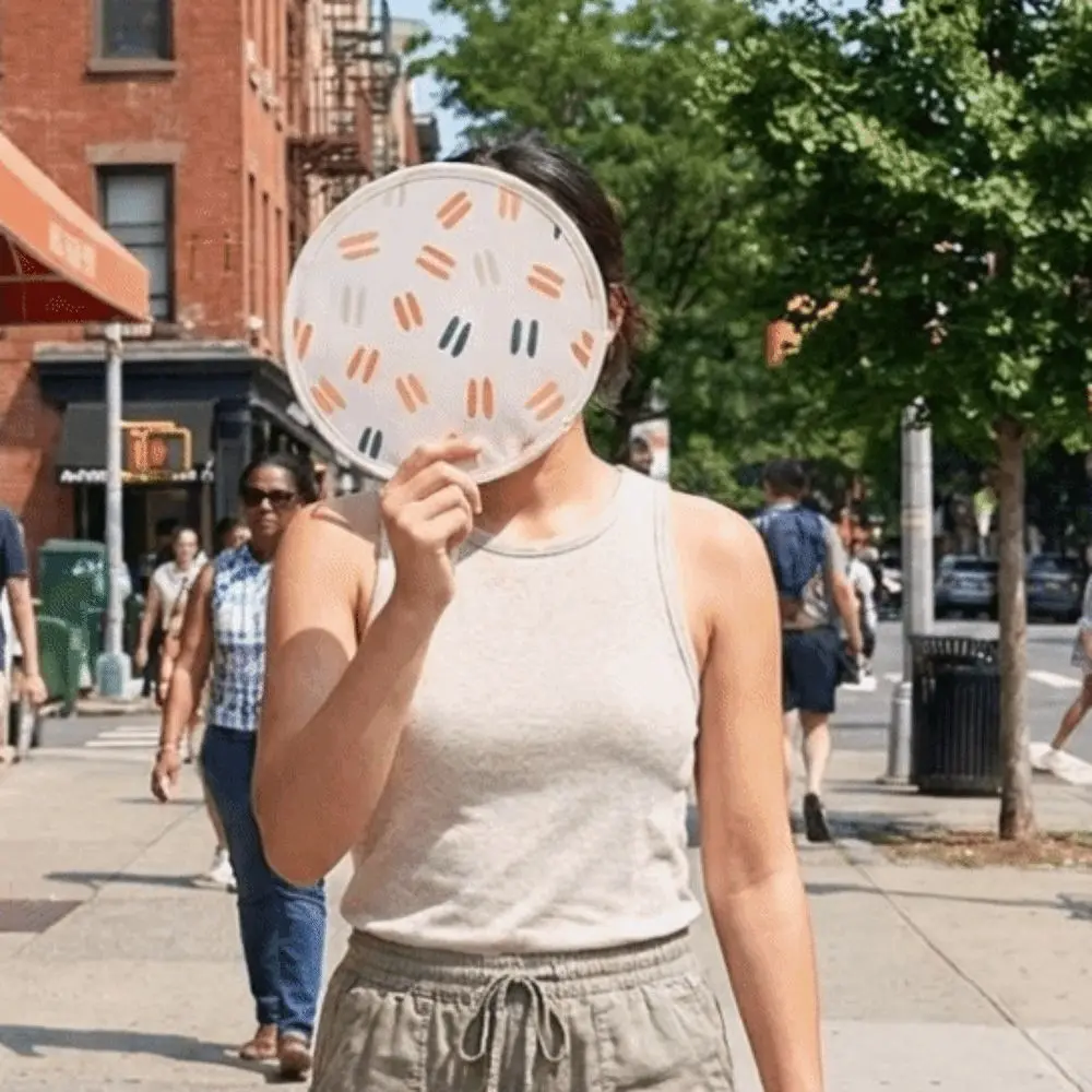 Lightweight Japanese Style Portable Folding Fan Collapsible with Pocket Flying Disc Fan Colorful Mini Handheld Fan Summer