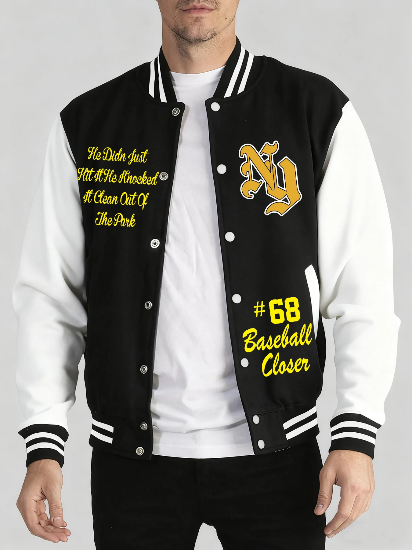 

New York Baseball Claser Print Men Jacket Casual Pocket Clothing Trendy Harajuku Sportswears Autumn Winter Tops High Street Coat