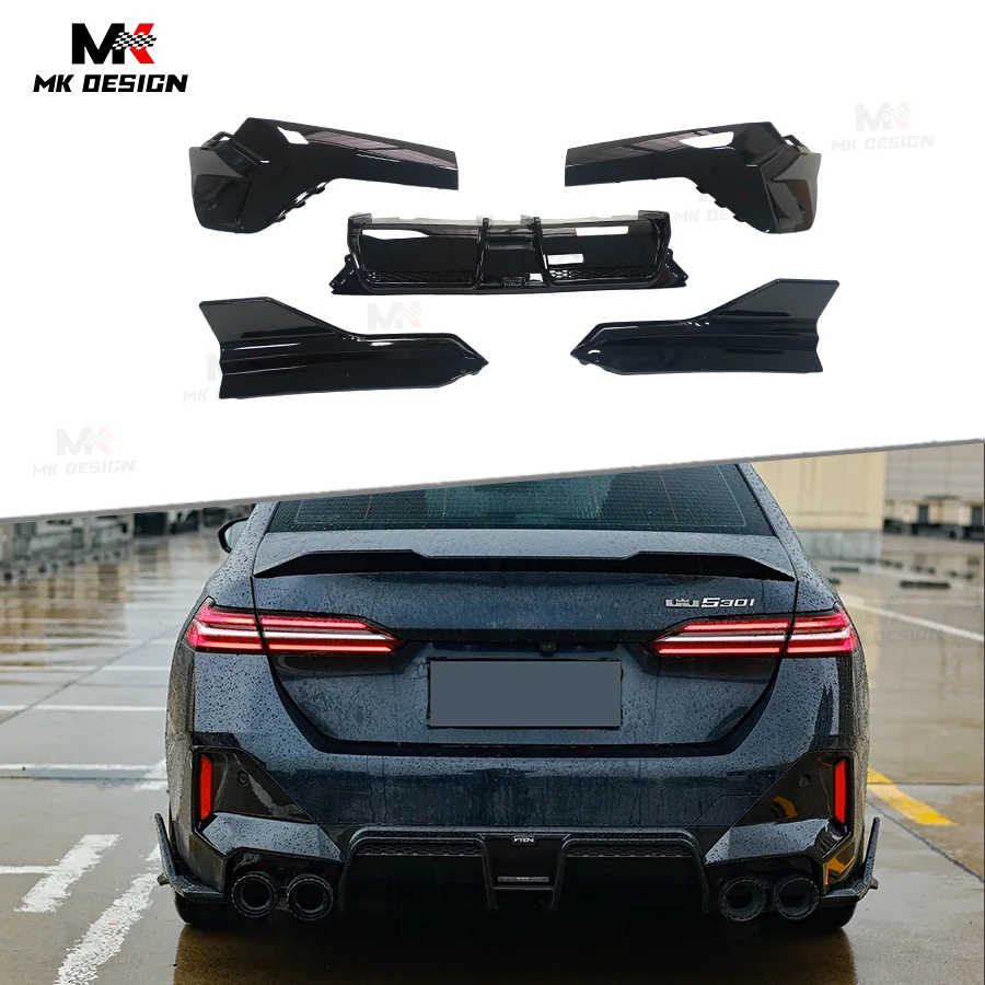 

VTEN Style Rear Bumper Lip Diffuser Side Winglets for BMW 5 Series G60 2024+ PP Material Rear Diffuser ABS Side Splitters Aprons