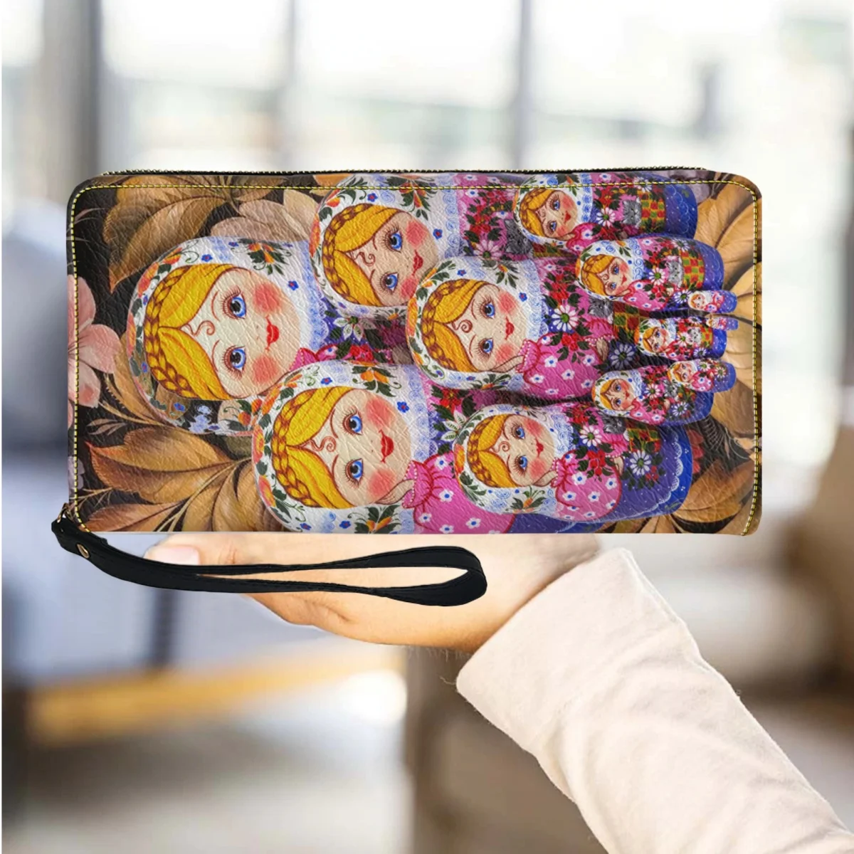 Russian Doll Funny Wallet for Women Mini Fun Purse Zipper Wristlet Clutch Cell Phone Wallets Female Card Bag carteras para mujer