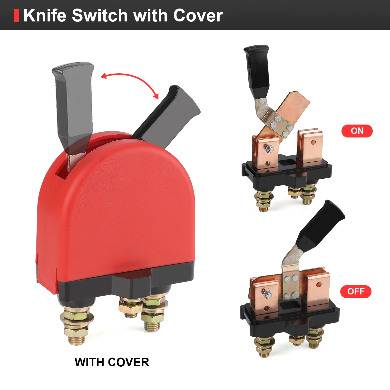 Knife Blade Battery Disconnect Switch 150A 12-36V Negative Vertical Isolator Power Cutoff Switch for Car RV Marine Boat Truck