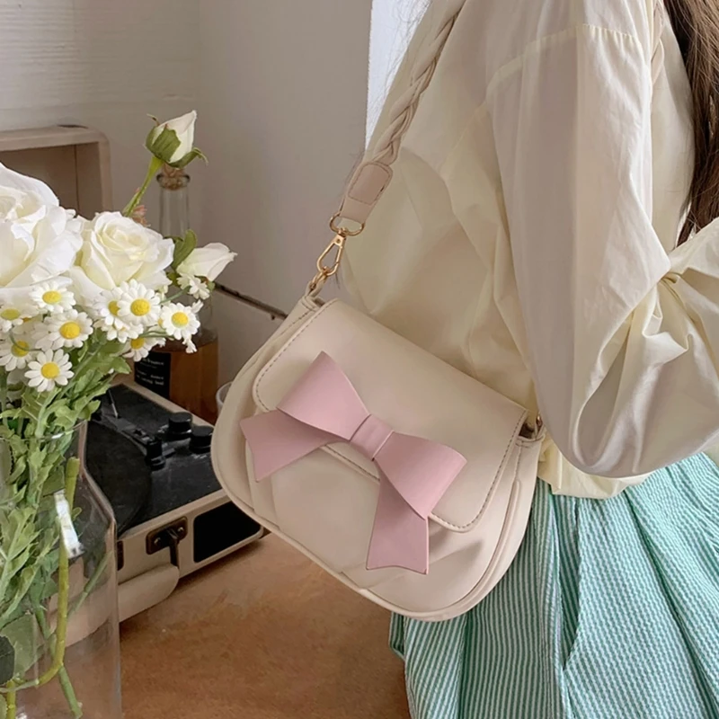 Ladies Ruched Cloud Bag Women PU Leather Bag Fashion Shoulder Bag Female Bowknot Crossbody Bag Casual Bag E74B