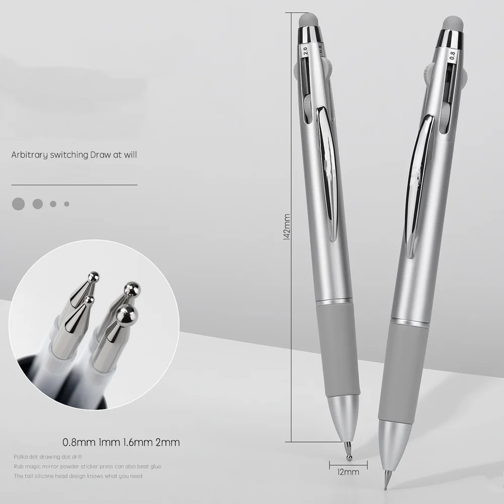 5-in-1 Nail Art Dotting Pen Press-Type Multi-Headed Nail Art Tools for Wave Point/Smudge/Wire-Drawn/Spot Drill & Dusting Powder*