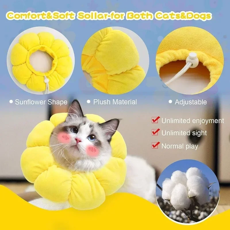 Cat Cone Collar Pet Cats After Surgery Wound Protective Collar Adjustable Elizabeth Collar Prevent Licking Wound Recovery Collar