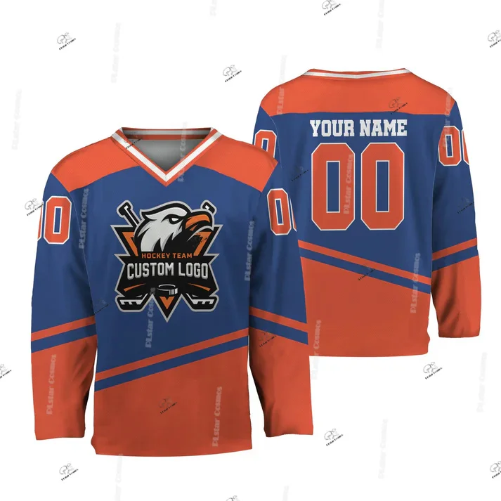 Custom Name Team Gradient Graffiti Hockey Jersey Shirts Vintage Retro 3DPrint Casual V-Neck Funny Pullover Breathable Colorful 6 view 4