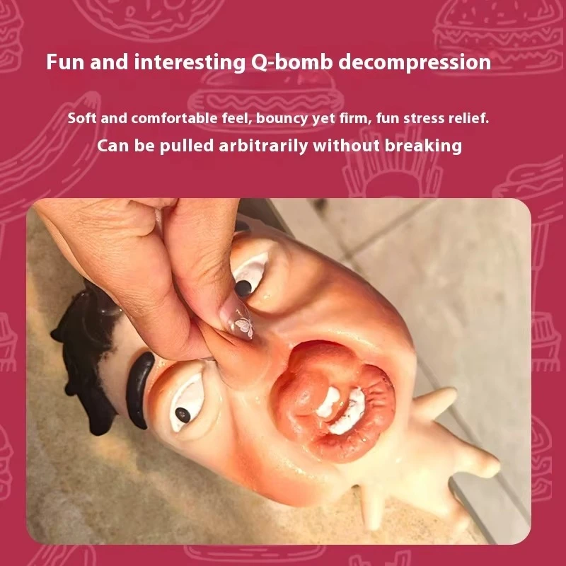 ของเล่นบีบลดความเครียด รูปคนสวมหน้ากาก ปากใหญ่ หัวโต ทำจาก TPR บีบได้ ลดความเครียด สำหรับเด็กและผู้ใหญ่ ของเล่นสัมผัสช่วยผ่อนคลาย บีบแล้วคืนรูปช้า